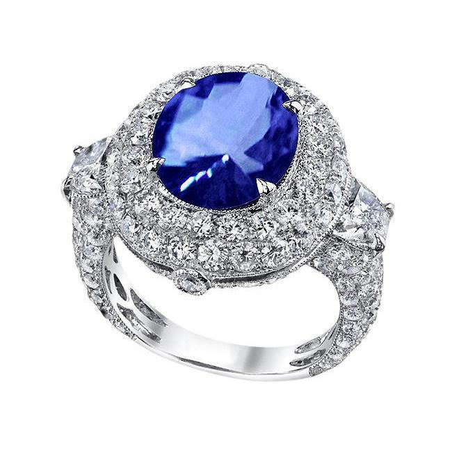 Bague d'anniversaire de mariage 6 carats avec diamants saphir du Sri Lanka - HarryChadEnt.FR