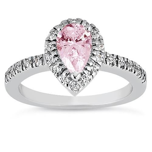 Bague d'anniversaire de mariage avec halo de poire rose de 2.46 ct. or 14 carats - HarryChadEnt.FR