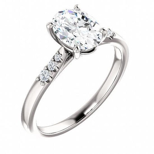 Bague d'anniversaire de mariage diamant ovale 2 carats or blanc 14 carats - HarryChadEnt.FR