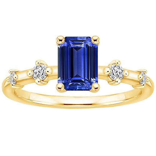 Bague de Fiançailles 5 Pierres Saphir Bleu Émeraude & Diamant 3.50 Carats - HarryChadEnt.FR