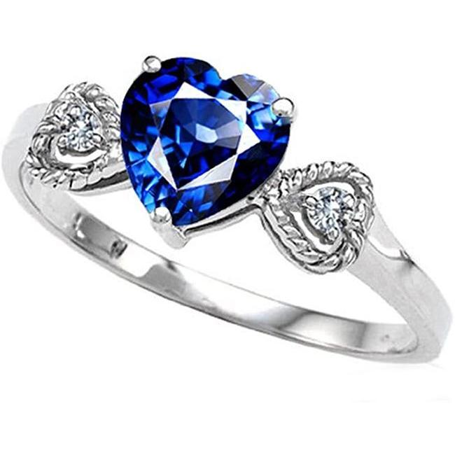 Bague de Fiançailles Diamant 3 Pierres Coeur Saphir Bleu 2.25 Carats - HarryChadEnt.FR