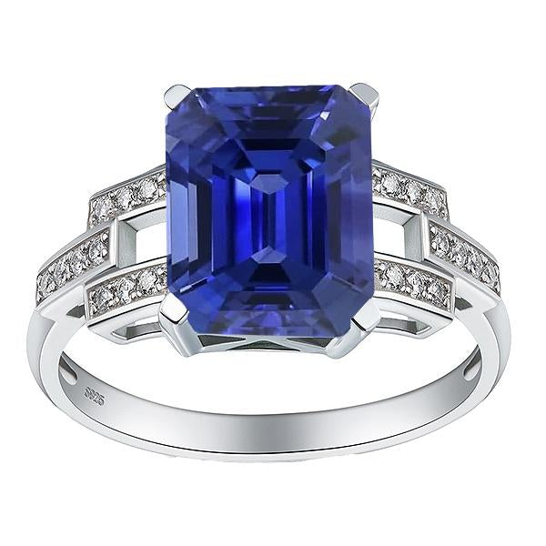 Bague de Fiançailles Diamant Emeraude Saphir Sri Lankais 4 Carats - HarryChadEnt.FR