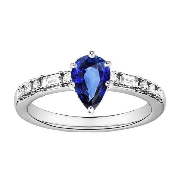 Bague de Fiançailles Diamant Femme Saphir Bleu & Accents Diamants 2 Carats - HarryChadEnt.FR