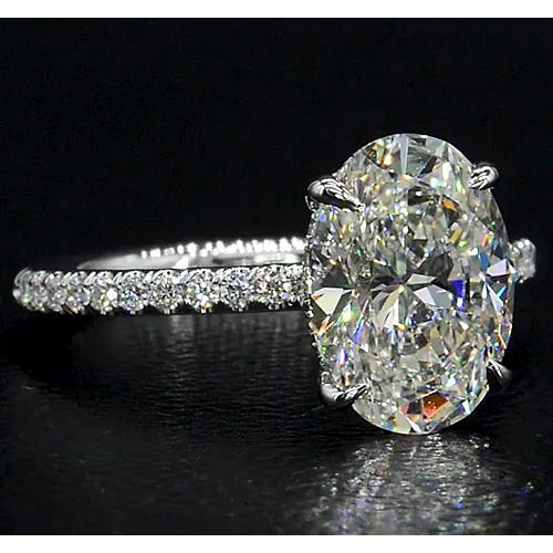 Bague de Fiançailles Diamant Ovale 4 Carats Bijoux Or Blanc 14K - HarryChadEnt.FR