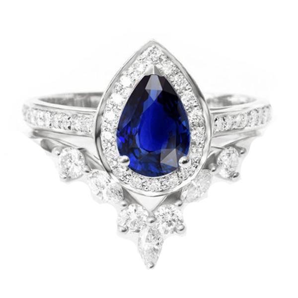 Bague de Fiançailles Diamant Pierres Précieuses Ensemble Style Couronne Or Blanc 4 Carats - HarryChadEnt.FR