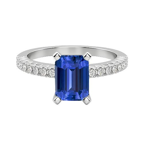 Bague de Fiançailles Diamant Rond Sri Lanka Saphir Taille Emeraude 3 Carats - HarryChadEnt.FR