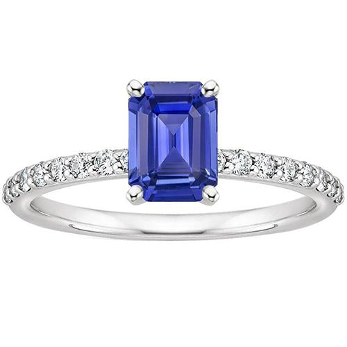 Bague de Fiançailles Diamant & Saphir Bleu Émeraude 4.25 Carats - HarryChadEnt.FR