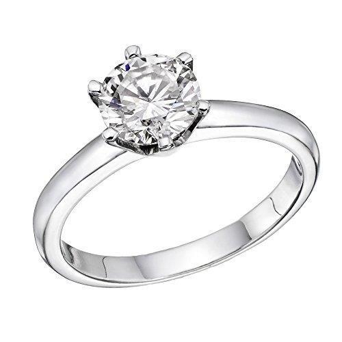 Bague de Fiançailles Diamant Solitaire Rond 1 Carat Or Blanc 14K - HarryChadEnt.FR