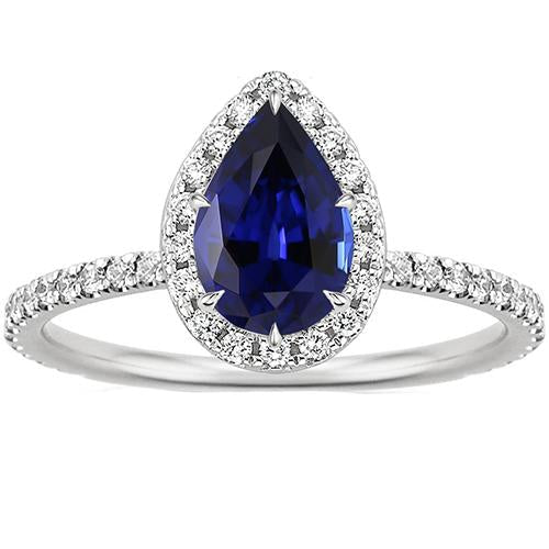 Bague de Fiançailles Diamant Style Larme Poire Saphir Bleu 6.20 Carats - HarryChadEnt.FR