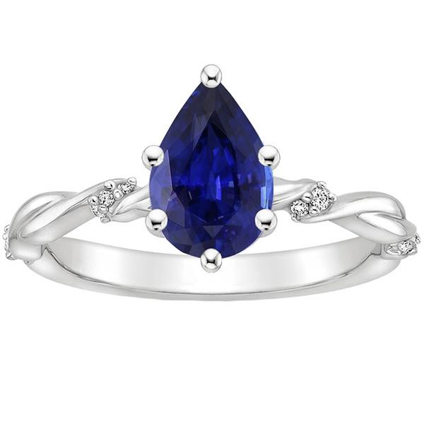 Bague de Fiançailles Diamant Twist Style Poire Saphir Bleu 3 Carats - HarryChadEnt.FR