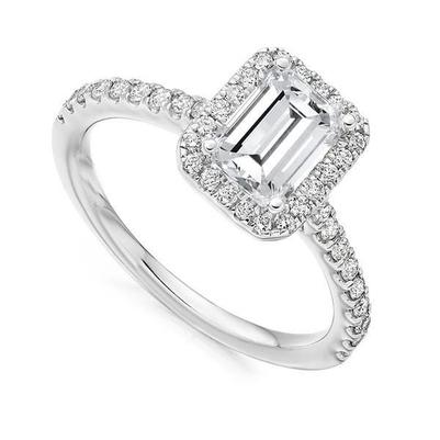 Bague de Fiançailles Emeraude et Diamant Rond Taille Halo 4,75 ct- HarryChadEnt.FR