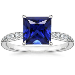 Bague de Fiançailles Femme Sri Lanka Saphir et Diamant 5.25 Carat