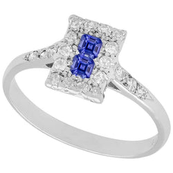 Bague de Fiançailles Halo Diamant Asscher Ceylan Saphirs Bijoux 3 Carats