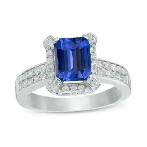 Bague de Fiançailles Halo Or Saphir Ceylan & Diamants 3.50 Carats - HarryChadEnt.FR