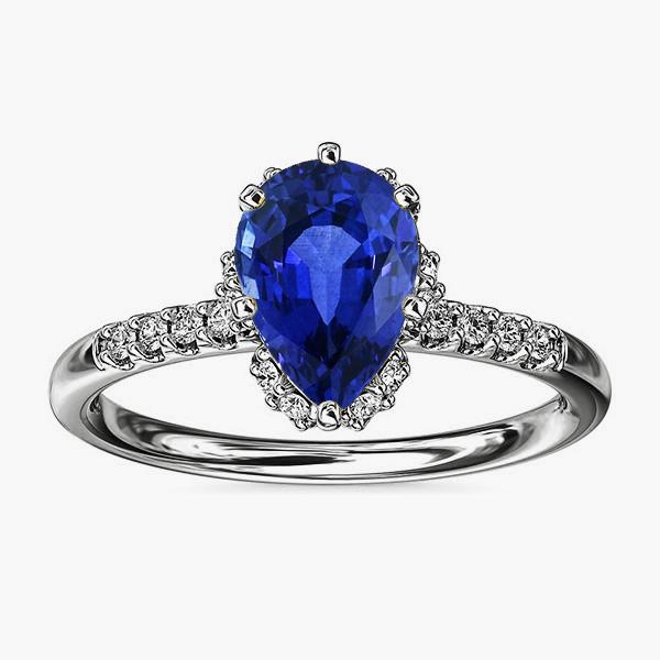 Bague de Fiançailles Halo Saphir de Ceylan Pour Femme & Diamants 4 Carats - HarryChadEnt.FR