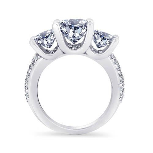 Bague de Fiançailles Pavé de Diamants 4.11 Carats Or Blanc 14K Nouveau - HarryChadEnt.FR