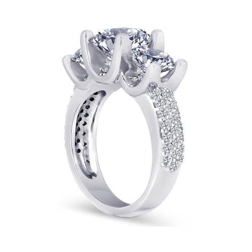 Bague de Fiançailles Pavé de Diamants 4.11 Carats Or Blanc 14K Nouveau - HarryChadEnt.FR