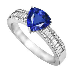 Bague de Fiançailles Pierre Précieuse Saphir Bleu & Diamants 4 Carats Neuf