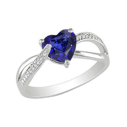 Bague de Fiançailles Saphir Bleu & Diamants Or 2 Carats