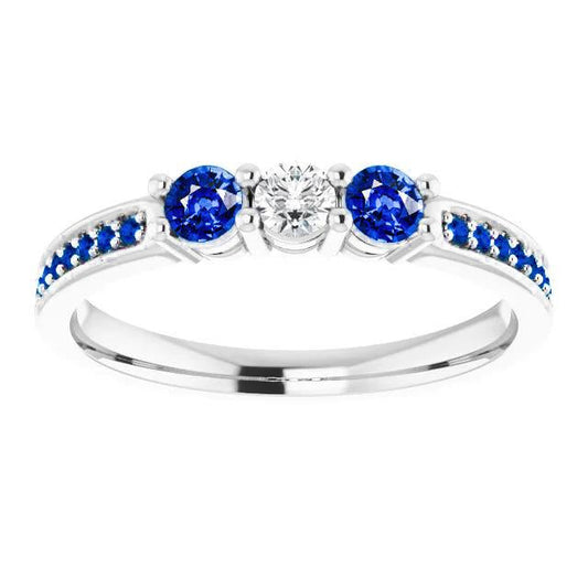 Bague de Fiançailles Saphir Bleu Et Diamant 1.07 Carats Neuf - HarryChadEnt.FR