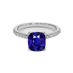 Bague de Fiançailles Saphir Ceylan Bleu Or Blanc Bijoux 2.75 Carats