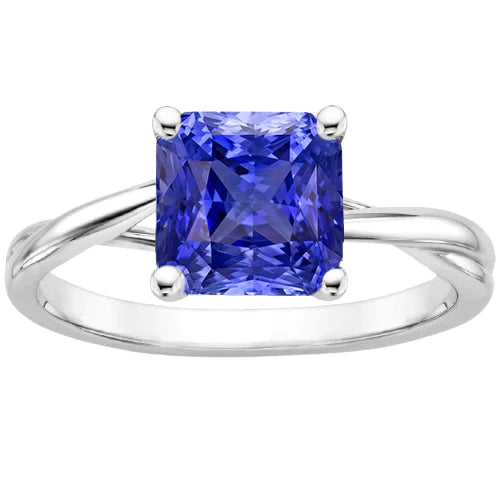 Bague de Fiançailles Saphir Solitaire Radiant 2.50 Carats