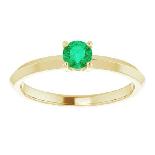 Bague de Fiançailles Solitaire 1.25 Carats Vert Emeraude Or Jaune 14K - HarryChadEnt.FR