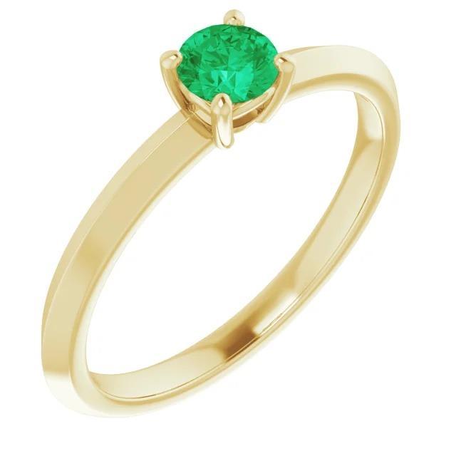Bague de Fiançailles Solitaire 1.25 Carats Vert Emeraude Or Jaune 14K - HarryChadEnt.FR
