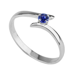 Bague de Fiançailles Solitaire Ceylan Saphir Bleu 1 Carat Style Bypass