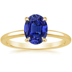 Bague de Fiançailles Solitaire Ovale Saphir Sri Lankais 2.50 Carats