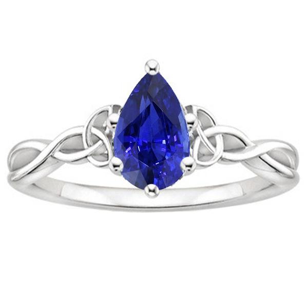 Bague de Fiançailles Solitaire Poire Saphir Bleu Style Vintage 3 Carats - HarryChadEnt.FR