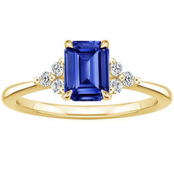 Bague de Fiançailles Style Floral Saphir Bleu & Diamant 3.50 Carats
