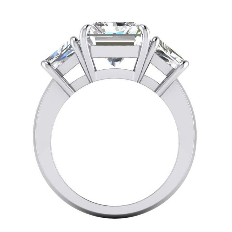 Bague de fiançailles 3 pierres diamant radiant 7 carats or blanc - HarryChadEnt.FR