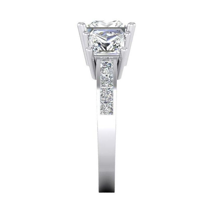 Bague de fiançailles 3 pierres diamant taille princesse 3.50 carats Nouveau - HarryChadEnt.FR