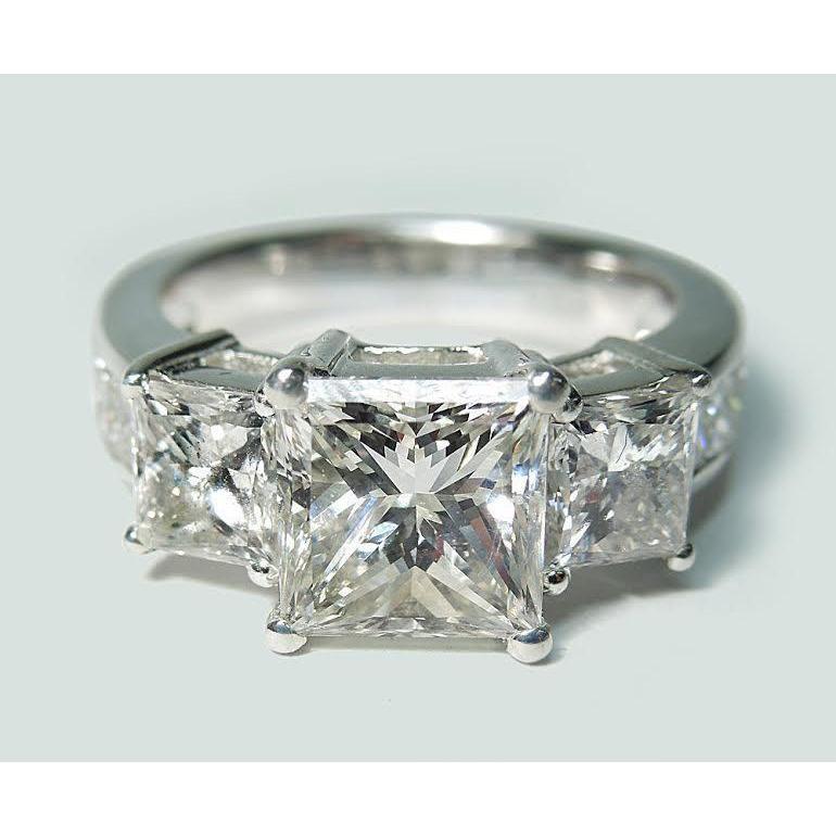 Bague de fiançailles 3 pierres diamant taille princesse 3.50 carats Nouveau - HarryChadEnt.FR