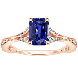 Bague de fiançailles Accents Stone Radiant Blue Saphir & Diamond 4 Carats