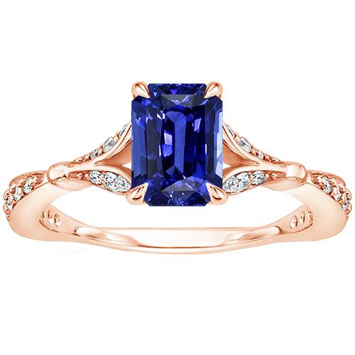 Bague de fiançailles Accents Stone Radiant Blue Saphir & Diamond 4 Carats - HarryChadEnt.FR