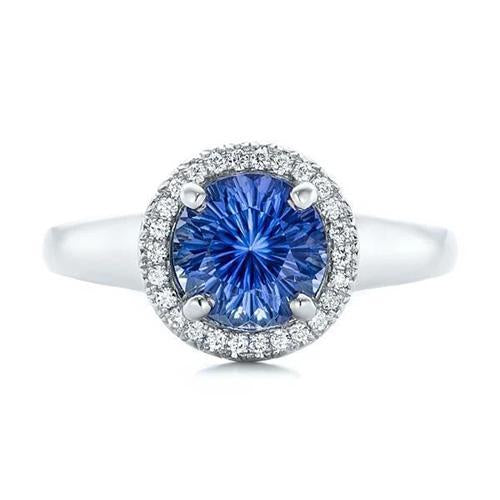 Bague de fiançailles Ceylan Saphir Et Diamants Or Blanc 3.75Ct 14K - HarryChadEnt.FR