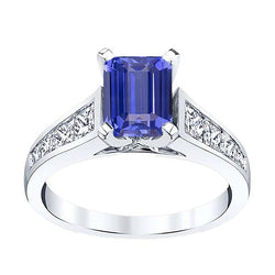 Bague de fiançailles Emeraude Ceylan Saphir serti de diamants 3 carats