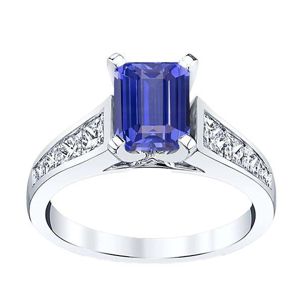 Bague de fiançailles Emeraude Ceylan Saphir serti de diamants 3 carats - HarryChadEnt.FR