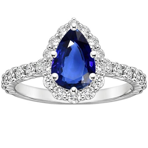Bague de fiançailles Halo Saphir Bleu & Diamants 5.50 Carats - HarryChadEnt.FR