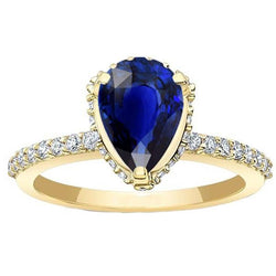 Bague de fiançailles Halo Saphir bleu profond et serti de diamants 5 carats