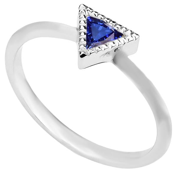 Bague de fiançailles Halo Trillion Bezel Set Ceylan Sapphire 0.50 Carats - HarryChadEnt.FR