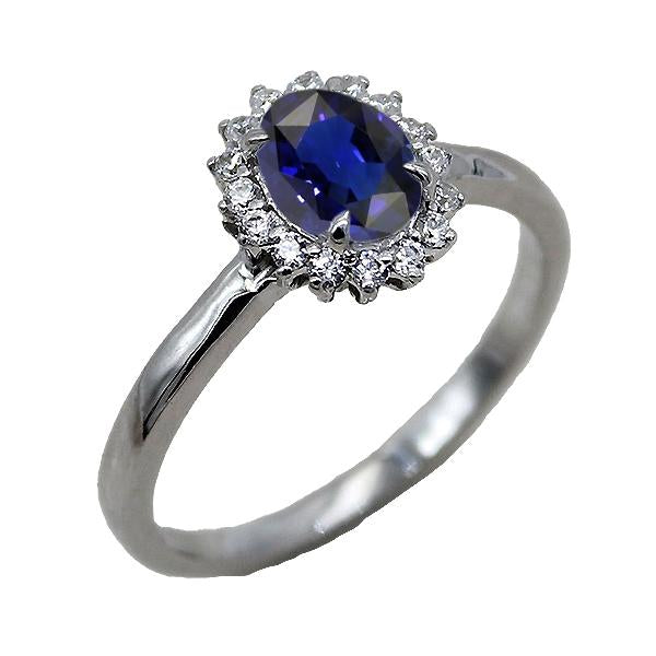Bague de fiançailles Halo ovale Srilanka Sapphire Sunburst Style 2.50 Carats - HarryChadEnt.FR
