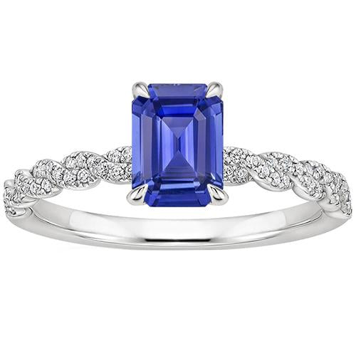 Bague de fiançailles Twist Style Saphir Bleu & Diamant 4.50 Carats - HarryChadEnt.FR