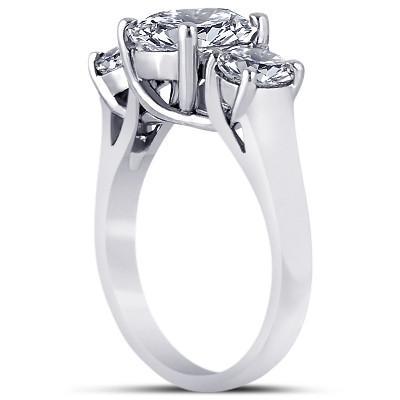 Bague de fiançailles à trois pierres avec diamants ronds 4 carats en or blanc 14K - HarryChadEnt.FR