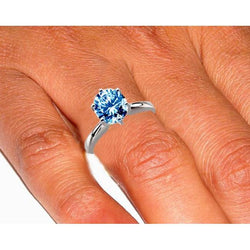 Bague de fiançailles avec diamant bleu 2 ct en or blanc