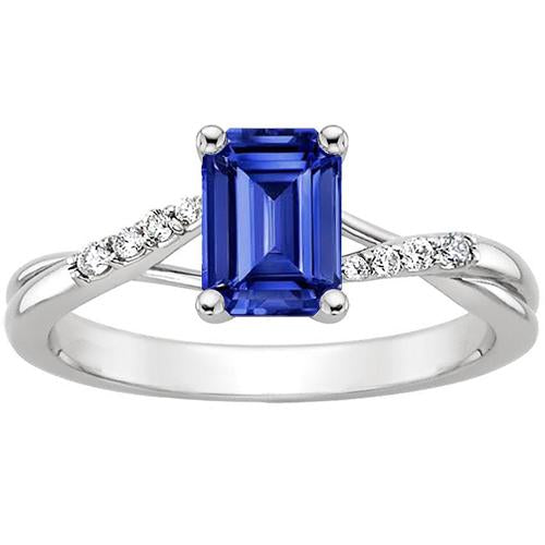 Bague de fiançailles avec pierres latérales Saphir bleu et diamant 3.25 carats - HarryChadEnt.FR