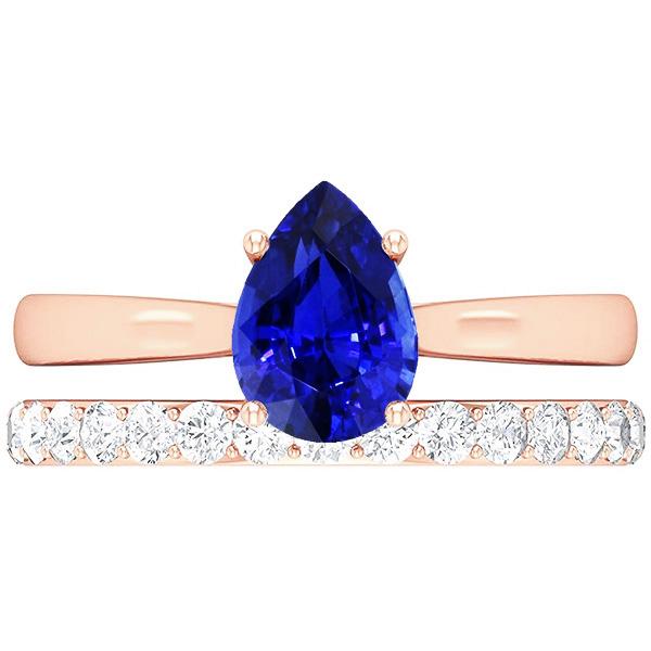 Bague de fiançailles avec pierres précieuses poire et anneau de diamants en or rose 4 carats - HarryChadEnt.FR