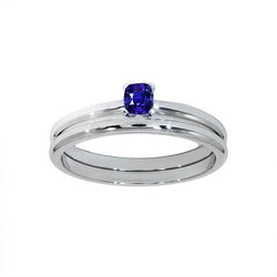 Bague de fiançailles avec saphir bleu coussin solitaire sertie 1 carat